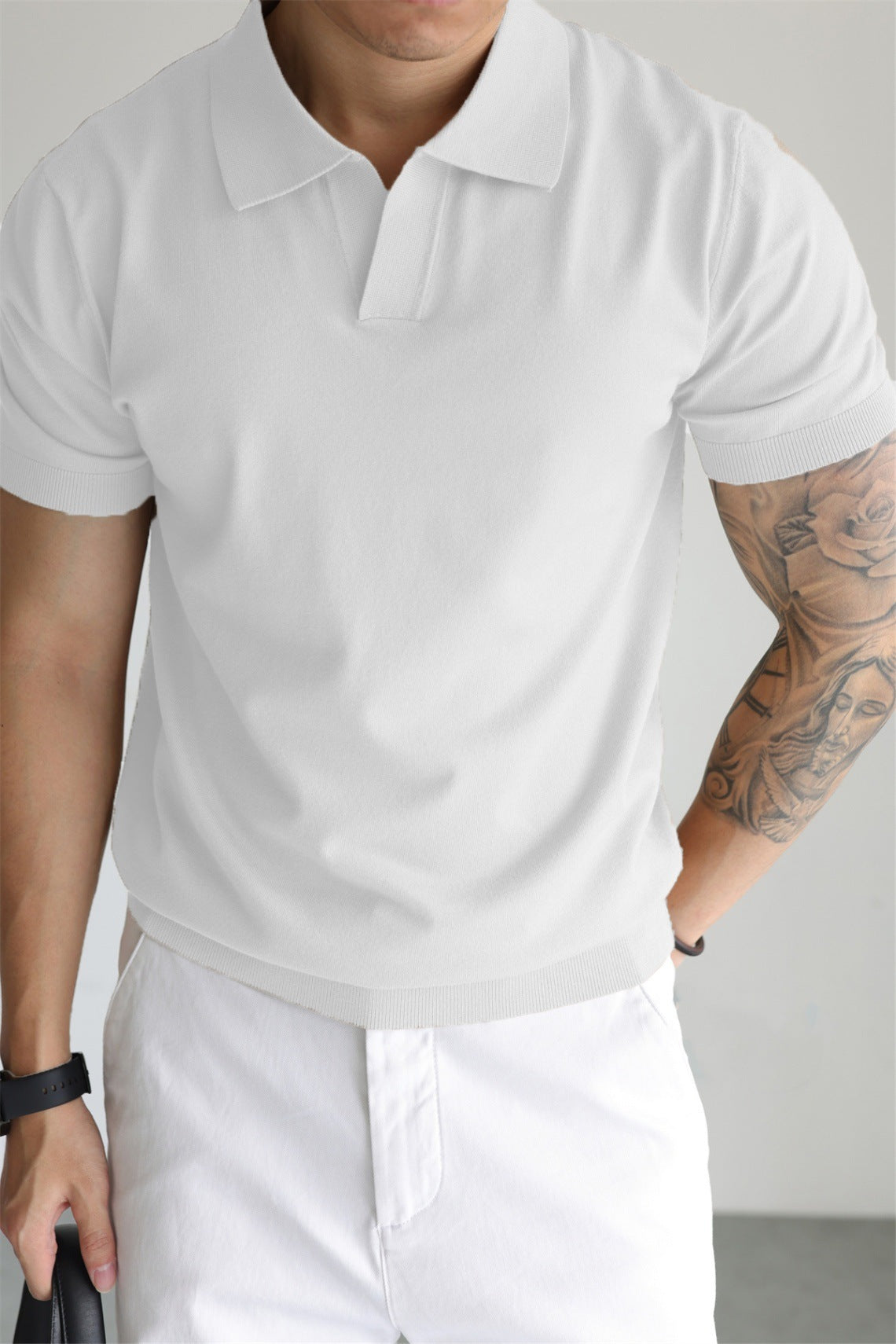 Men's Summer T-shirt with Lapel Collar