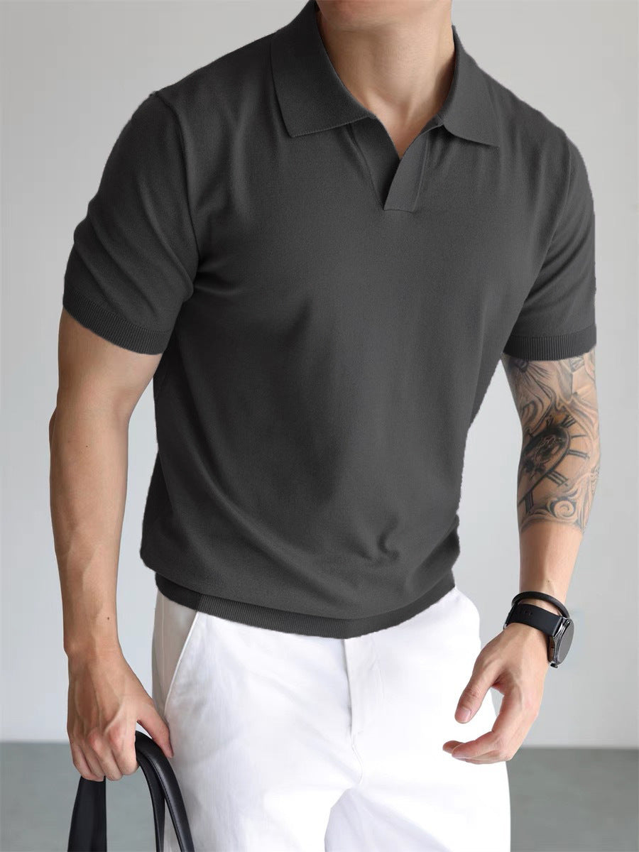 Men's Summer T-shirt with Lapel Collar