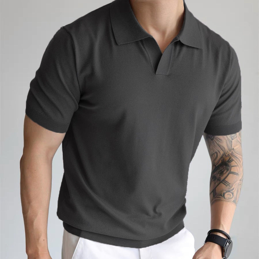 Men's Summer T-shirt with Lapel Collar