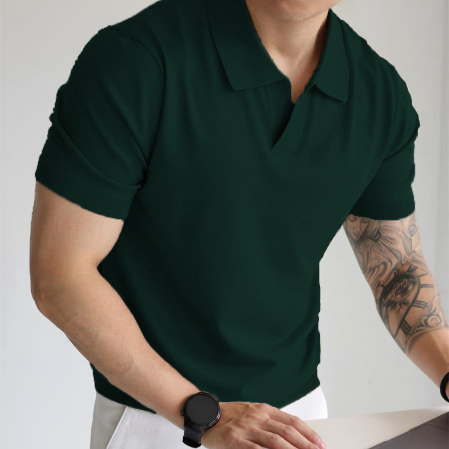 Men's Summer T-shirt with Lapel Collar