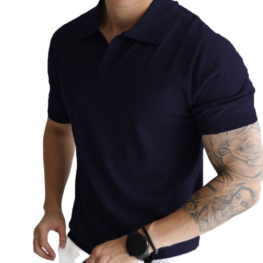 Men's Summer T-shirt with Lapel Collar