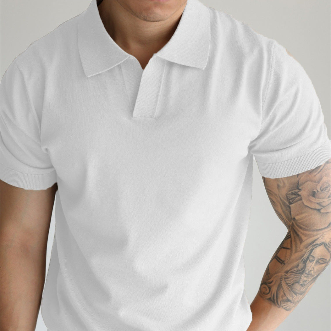 Men's Summer T-shirt with Lapel Collar